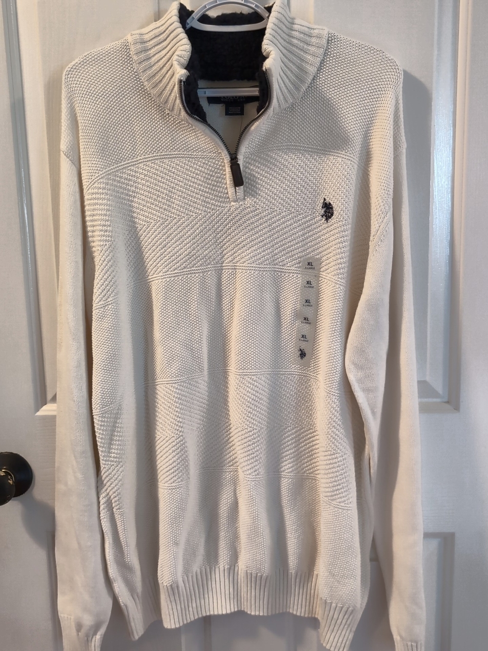 U.S. Polo Assn. Men's Cream Quarter-Zip Sweater NWT